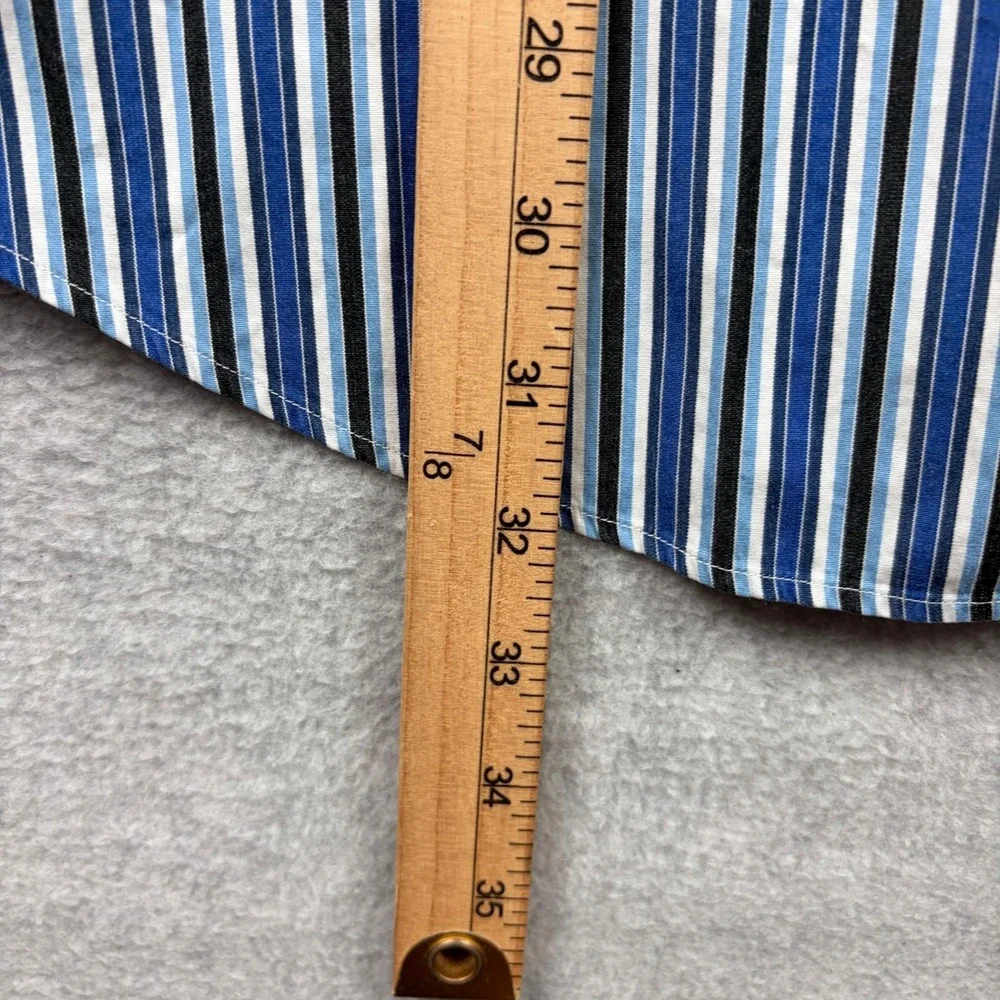 Polo Ralph Lauren Shirt Mens 16.5 34 35 Blue Striped Curham Button Up Poplin